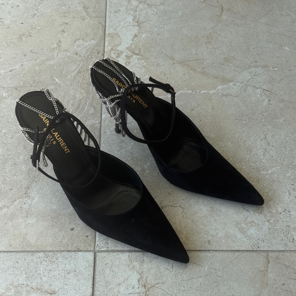 Saint Laurent Black Pointed Toe Heels